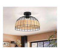 Plafoniera Eglo Anwick a 1 luce Nero Naturale E27 60 W Nero-naturale