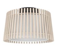 Eglo Fattoria - Lampada da soffitto a incasso, lampada rotonda per il soggiorno in legno chiaro tessuto bianco, lampada da incasso per soggiorno e camera da letto, attacco E27, diametro 38 cm