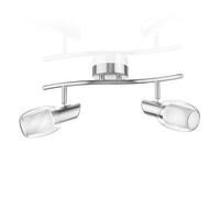 ledscom.de Plafoniera ELERA, 2 luci, acciaio inox opaco, 2x E14 max. 25W, Risparmio energetico, Flessibile, Moderno, Led, Lampada da soffitto, A due luci, Lampada, Faretto da soffitto, Vetro,