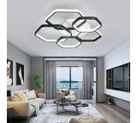 Plafoniera esagonale dimmerabile, design moderno a LED, con telecomando, alta luminosità e risparmio energetico, per soggiorno e camera da letto (nero, 54 x 54 x 9,5 cm)