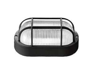 Plafoniera Esterno Contemporanea Quinn Pc Nero Griglia 1 Luce E27 Ip44