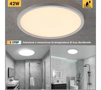Plafoniera esterno IP44 LED 42W luce 3 STEP resa 362W lampada da soffitto bagno [EEK: E]