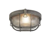 Plafoniera Esterno Vintage - Decò Paratia Alluminio Nero Argento 1 Luce E27