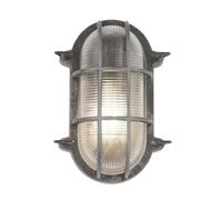 Plafoniera Esterno Vintage - Decò Paratia Alluminio Nero Trasparente 1 Luce E27