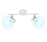 Plafoniera faretto orientabile da soffitto in vetro bianco, cromo, interruttore, telecomando dimmerabile, 2x LED RGB 4.8W 470Lm bianco caldo, L 35 cm