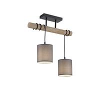 Plafoniera Fascio Legno Metallo Tessuto B: 47,5 CM 2x E27 Deckenleuchte Pranzo