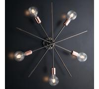 Plafoniera Bloom Ø65xH22, Cromo Nero Oro Rosa, Ferro Cromo Nero e Rame, 5xE27 - 55 Watt Max