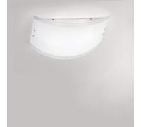 Plafoniera Ge-lecce Pm E27 Led 45x34 Vetro Bianco Satinato Lampada Soffitto Parete Rettangolare Moderna Interno