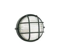 Applique Grande Gabbia Industriale Tonda Alluminio E Vetro Nero 1 Luce E27