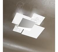 PLAFONIERA GRANDE TOP LIGHT 1088/70-FA VETRI BIANCHI E FOGLIA ARGENTO MODERNA ELEGANTE LAMPADA PARETE PLAFONE