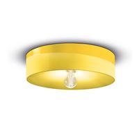 Plafoniera Grande Vintage Decò Pi Ceramica Giallo Limone 1 Luce E27