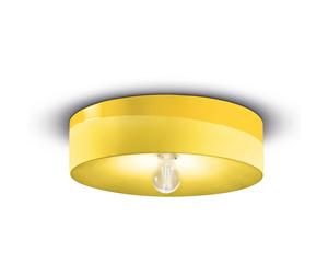 Plafoniera Grande Vintage Decò Pi Ceramica Giallo Limone 1 Luce E27