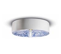 Plafoniera Grande Vintage Decò Pi Ceramica Ming Blu 1 Luce E27
