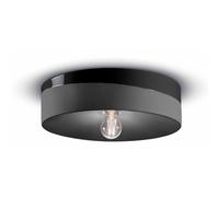 Plafoniera Grande Vintage Decò Pi Ceramica Nero Carbone 1 Luce E27