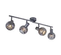 Plafoniera grigia spot bar 4 faretti lampada da soffitto orientabile, effetto luce, metallo, 4x prese E14, L 75,2 cm