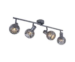 Plafoniera grigia spot bar 4 faretti lampada da soffitto orientabile, effetto luce, metallo, 4x prese E14, L 75,2 cm