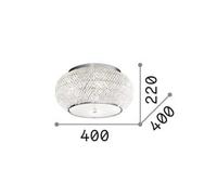 Plafoniera IDEAL LUX Pasha, cromata/trasparente, Ø 40 cm, vetro IDEAL LUX