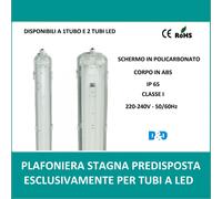 Plafoniera stagna vuota Poliplast 120cm per 1 tubo T8 LED 400755-136