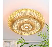 Plafoniera In Bambù Illuminazione A Soffitto A LED Dimmerabile Con Telecomando Tondo Lampada Da Soffitto In Legno 40w Naturale Fatto A Mano Retrò Plafoniera Per Camera Da Letto Soggiorno,B-50cm
