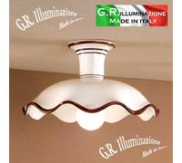 PLAFONIERA IN CERAMICA BIANCO MARRONE Ø 28 LAMPADA DA SOFFITTO CUCINA BAGNO Lara [EEK: A++]