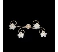 Plafoniera in ferro laccato avorio con decorazione oro antico e diffusori in vetro diametro 14 alabastro bianchi 4 luci