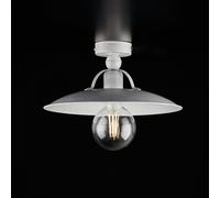 Plafoniera Cantina Stile Industrial 1 Luce Ferro Bianco E Argento