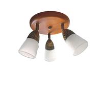Plafoniera In legno metallo e Vetro 3 luci faretti orientabili classica Rustica
