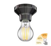 Plafoniera in porcellana E27 Elektra rotonda nera 90mm + lampada LED 6,96W