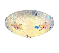 Plafoniera in vetro colorato Tiffany Illuminazione a soffitto da incasso in stile barocco Lampada da soffitto rotonda rustica Apparecchio in ferro per soggiorno Corridoio d'ingresso dell'hotel Camera
