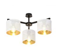 Plafoniera Industrial 3 Luci Cigno In Acciaio Bianco E Paralumi A Cilindro Oro [EEK: A++]