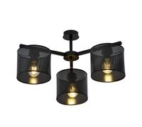 Plafoniera Industrial 3 Luci Cigno In Acciaio Nero E Paralumi A Cilindro [EEK: A++]