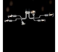 Plafoniera Industrial 6 Luci Ferro Bianco e Argento Serie Loft