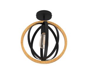 Plafoniera Industrial Basildon 1 Luce Metallo Nero E Marrone