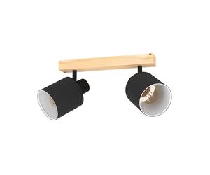 Plafoniera Industrial Batallas 2 Luci Legno Marrone E Nero