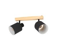 Plafoniera Industrial Batallas 2 Luci Legno Marrone E Nero