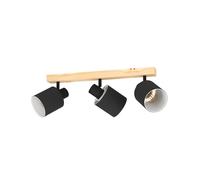 Plafoniera Industrial Batallas 3 Luci Legno Marrone E Nero