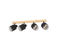 Plafoniera Industrial Batallas 4 Luci Legno Marrone E Nero