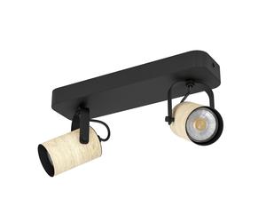 Plafoniera Industrial Cayuca 2 Luci Acciaio Nero