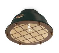 Plafoniera Industrial Ferro E Ceramica Vintage Nero 1 Luce E27