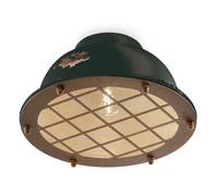 Plafoniera Industrial Ferro E Ceramica Vintage Nero 1 Luce E27