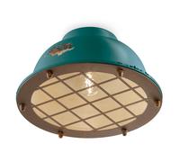 Plafoniera Industrial Ferro E Ceramica Vintage Verde 1 Luce E27