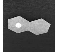 Plafoniera Industrial-Minimal 2 Moduli Hexagon Metallo Foglia Argento Led 12W