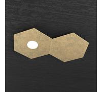 Plafoniera Industrial-Minimal 2 Moduli Hexagon Metallo Foglia Oro 1 Luce Led 12W