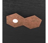 Plafoniera Moderna 2 Moduli Hexagon Metallo Foglia Rame 1 Luce Led 12W