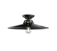 Plafoniera Industrial Minimal B&W Metallo Smaltato Nero 1 Luce E27 42Cm