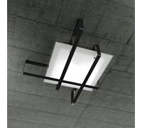 Applique Moderna Cross Metallo Nero Vetro 4 Luci E27 74Cm