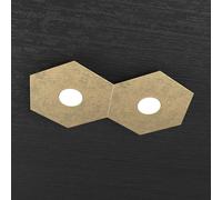 Plafoniera Moderna Hexagon Metallo Foglia Oro 2 Luci Led 12X2W
