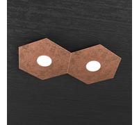Plafoniera Industrial-Minimal Hexagon Metallo Foglia Rame 2 Luci Led 12X2W