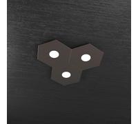 Plafoniera Industrial-Minimal Hexagon Metallo Marrone 3 Luci Led 12X3W