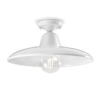 Plafoniera Industrial Minimal Nordico B&W Metallo Smaltato Bianco 1 Luce E27